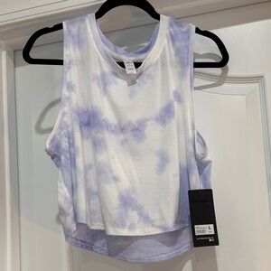 90 Degree By Reflex Lavender White Tie-Dye Cropped Tank Top